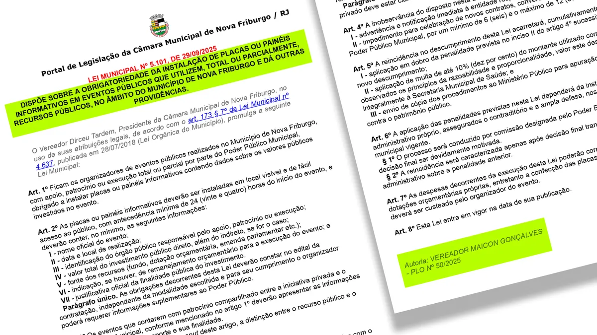 Texto da lei municipal no Portal de Legislação da Câmara de Nova Friburgo